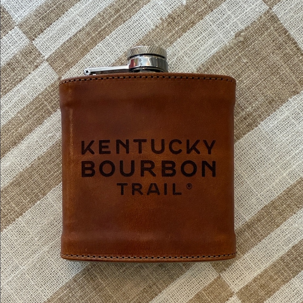 NEW never used Kentucky Bourbon Trail Brown Leather Flask